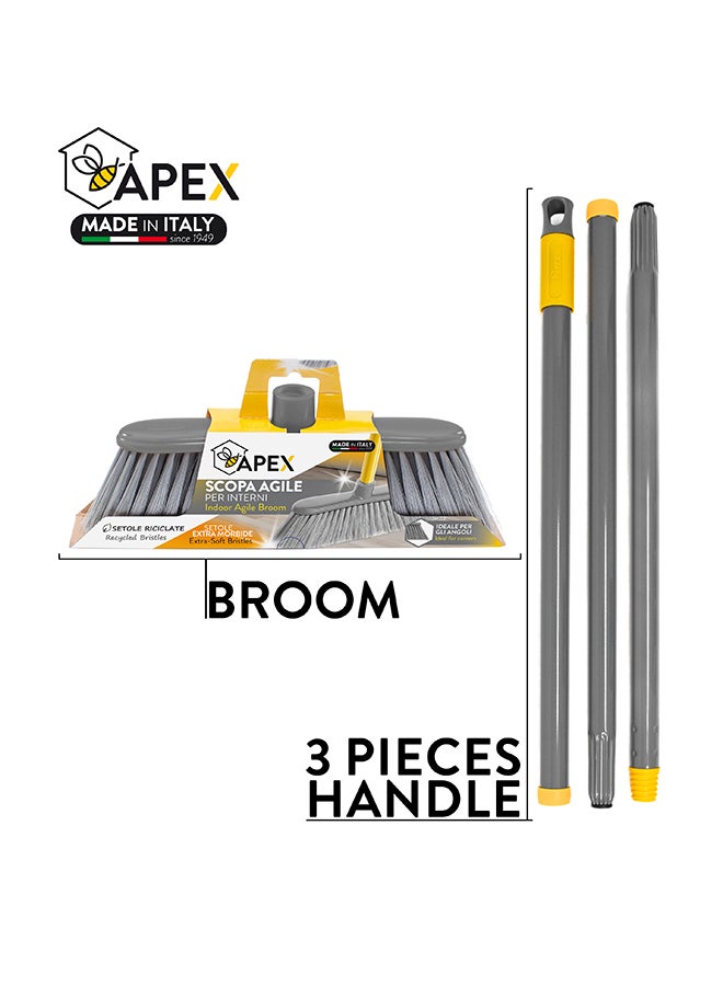 APEX Agile Broom With 3-Piece Steel Handle Set 120 cm - Image 2