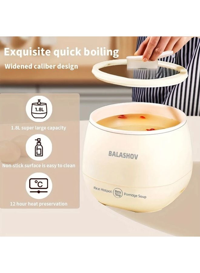 أرز أبيض صغير طنجرة رز كهربائية صندوق غداء محمول وعاء غير لاصق يحافظ على الدفء لمدة 1-3 أشخاص - Image 2