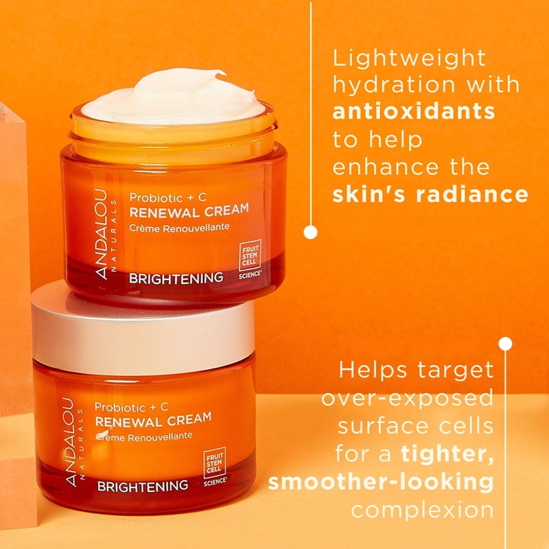 Andalou Naturals Probiotic + C Renewal Cream, Probiotic Plus C, Complexion Enhancing Face Moisturizer, Helps Promote Firmer Skin & More Even Skin Tone, Lightweight Hydrating Facial Moisturizer, 1.7 Oz - Image 3