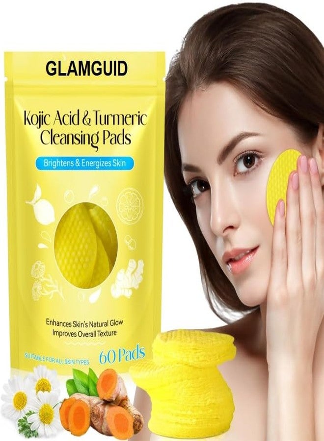 GLAMGUID مناديل تنظيف الوجه بحمض الكوجيك والكركم، مناديل تنظيف الوجه بحمض الكوجيك والليمون والبابونج، مناديل تنظيف الوجه بحمض الكوجيك والكركم - 60 قطعة (k3، k1) - Image 1