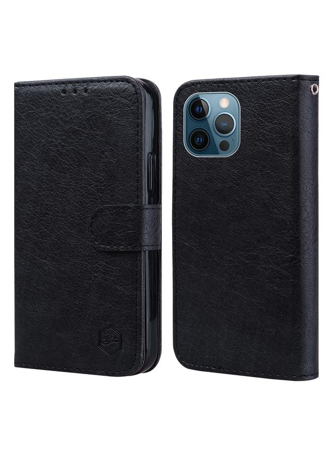 اس-توب جراب لهاتف iPhone 13 Pro Max مصنوع من الجلد الزيتي وملمس جلد البولي يوريثان + جراب هاتف TPU - Image 1