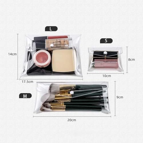YSSZAM Transparent Mini PVC Makeup Bag Small Clear Plastic Cosmetic Organizer Bag Pouch with Snap Closure Cosmetic Bags for Vacation Travel, Bathroom Organizing(S) - Image 2