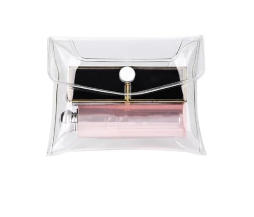 YSSZAM Transparent Mini PVC Makeup Bag Small Clear Plastic Cosmetic Organizer Bag Pouch with Snap Closure Cosmetic Bags for Vacation Travel, Bathroom Organizing(S) - Image 1