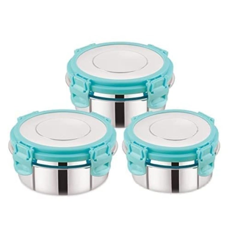 Foliam Leak Proof Click and Seal Lock Stainless Steel StorageAir Tight Tiffin ContainerLunch Container with lid Fusion 150250350 mlSilver - Image 1