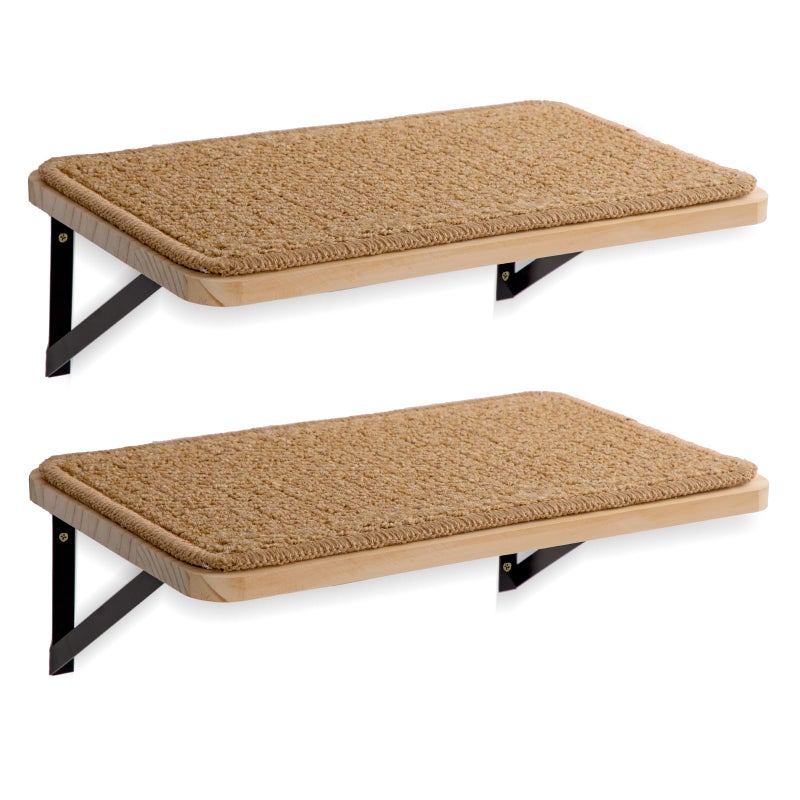 Ewenono 2Pack Wooden Cat Wall Shelves with Sisal Mat,16x9.8 Inch Cat Wall Step and Bed for Sleeping,Scratching and Playing. - Image 1