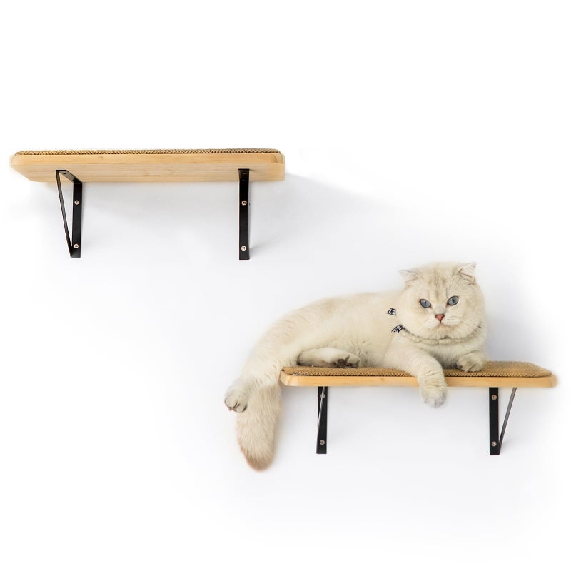 Ewenono 2Pack Wooden Cat Wall Shelves with Sisal Mat,16x9.8 Inch Cat Wall Step and Bed for Sleeping,Scratching and Playing. - Image 2
