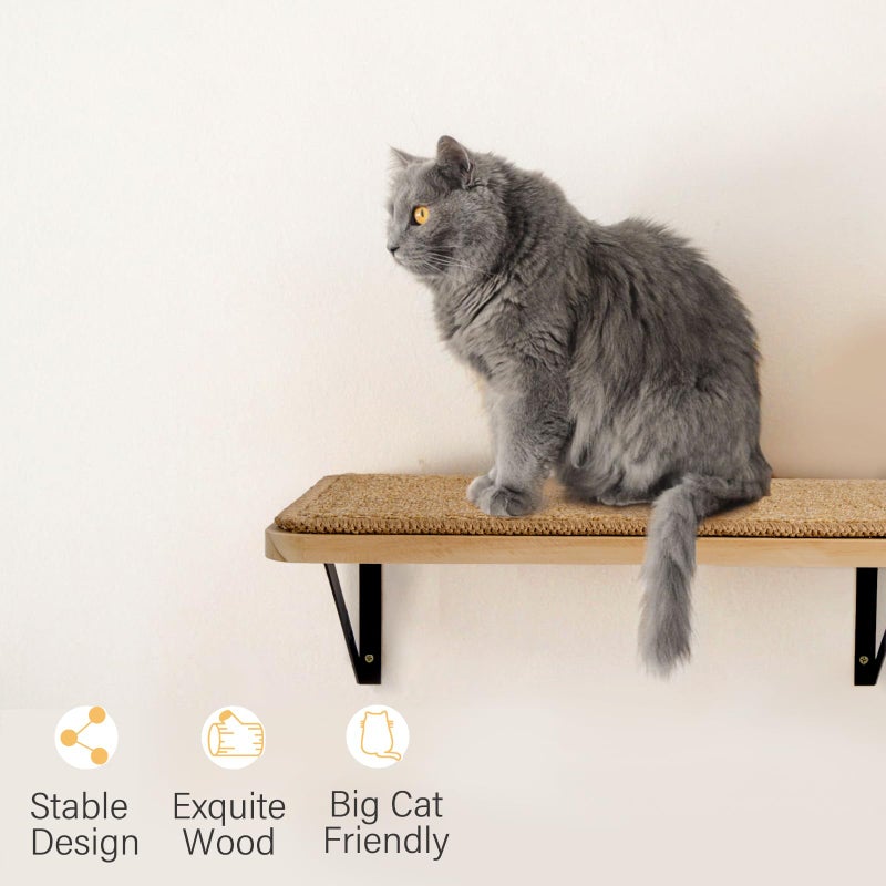 Ewenono 2Pack Wooden Cat Wall Shelves with Sisal Mat,16x9.8 Inch Cat Wall Step and Bed for Sleeping,Scratching and Playing. - Image 5