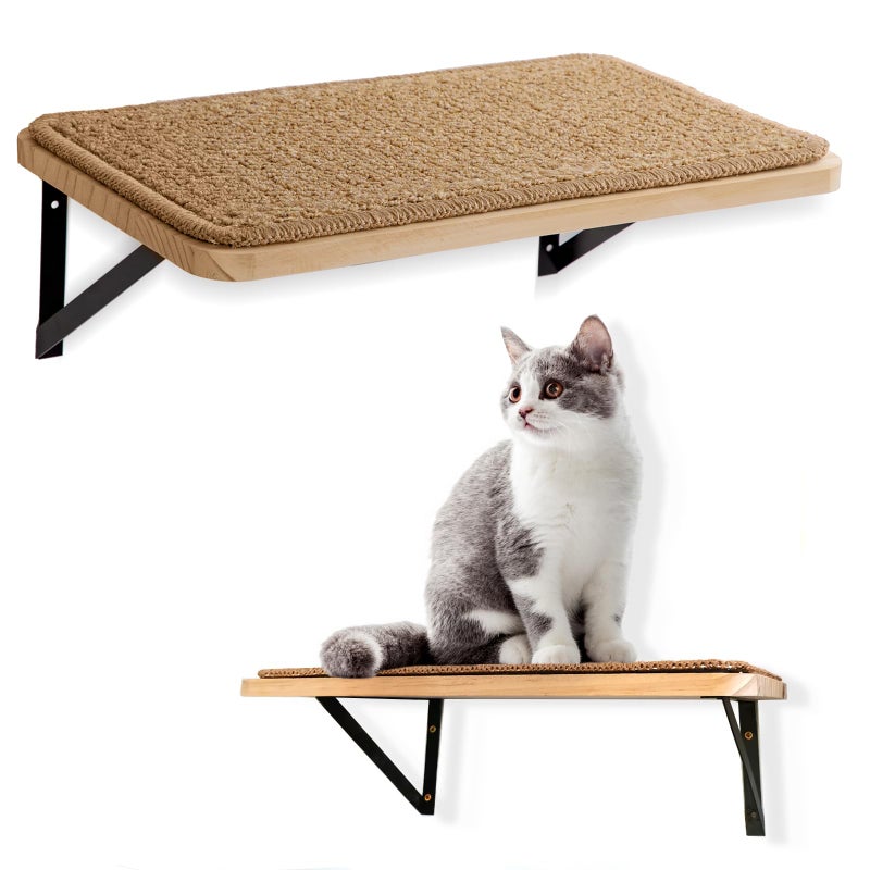 Ewenono 2Pack Wooden Cat Wall Shelves with Sisal Mat,16x9.8 Inch Cat Wall Step and Bed for Sleeping,Scratching and Playing. - Image 3