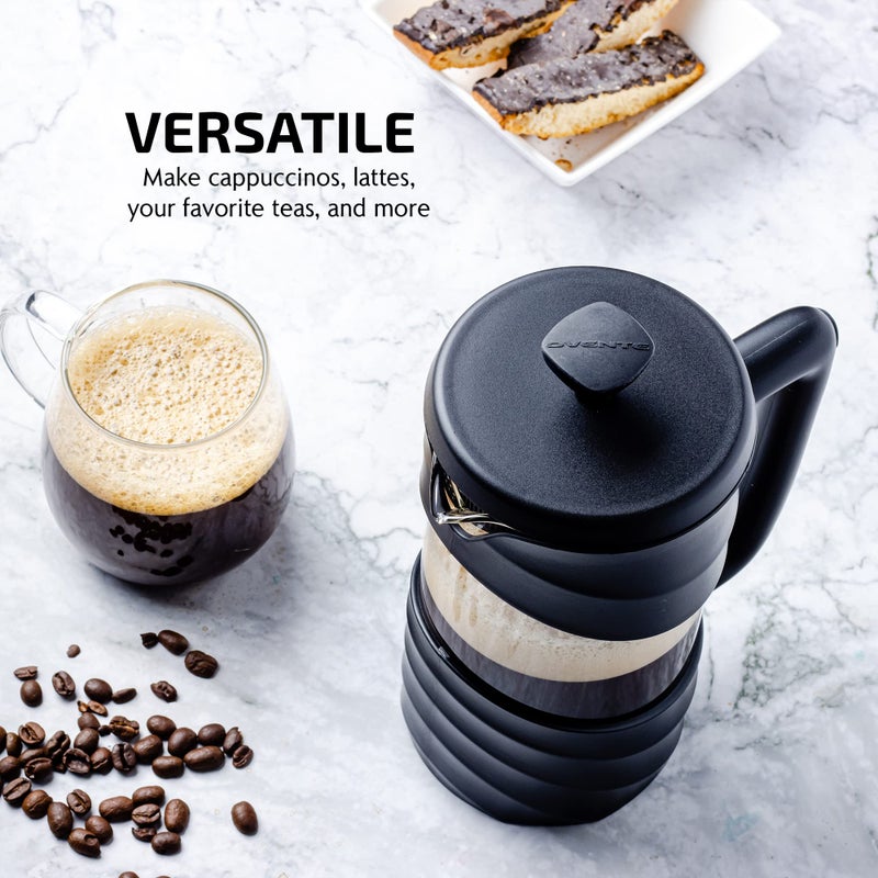 OVENTE French Press Coffee Maker 34 Ounce with Heat Resistant Borosilicate Glass & Stainless Steel 4-Level Filtration System, Portable Cold Brew Coffee Maker for Travel, Camping or Gift, Black FPW34B - Image 4