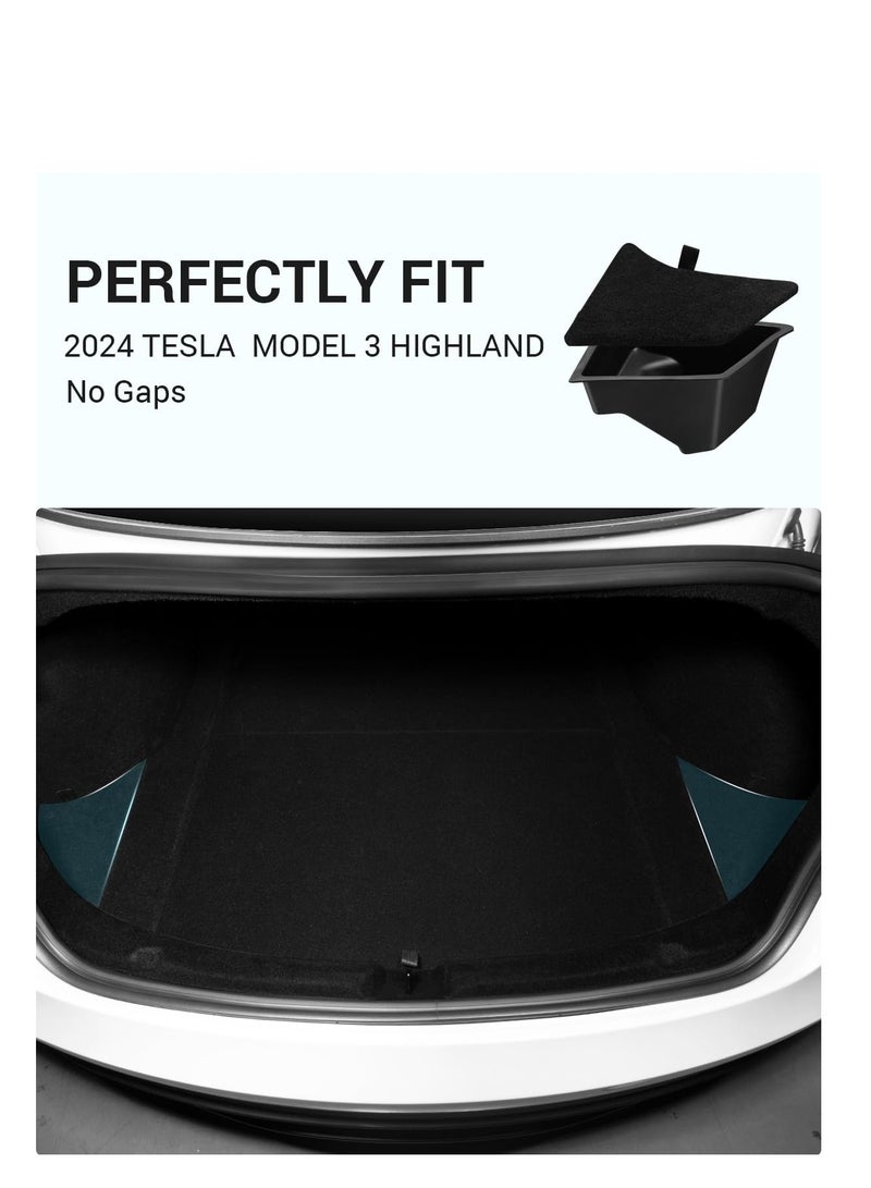 Captaintech 2024 Tesla Model 3 Highland Waterproof Odorless Rear Trunk Organizer with Lid, Reinforced Handle Side Storage Box for Enhanced Interior Accessories. - Image 4