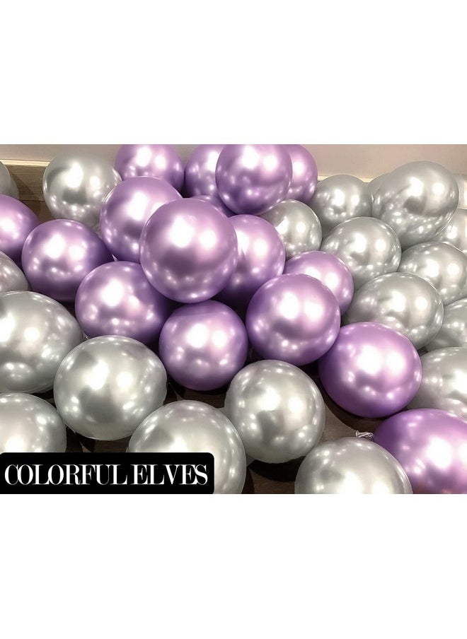 COLORFUL ELVES 100 Pack 5 Inches Metallic Silver Balloons Small Mini Chrome Helium Shiny Silver Balloon For Party Decorations  - Image 5