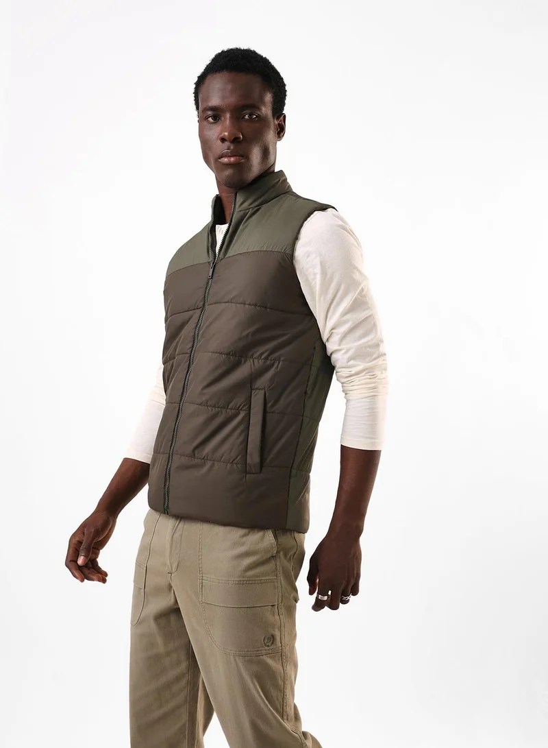 Dennis Lingo Men's Olive 100% Polyester Gilet Regular Fit Jacket