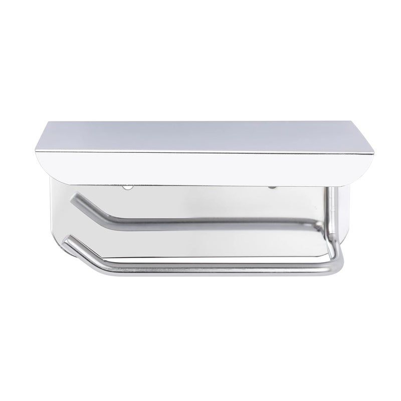 ACHRO Self Adhesive and Wall Mount Stainless Steel Toilet Paper Holder with Mobile Stand Wall Mounted Tissue Paper Holder with Shelf Toilet Paper Roll Holder for Bathroom with Nickel Chrome - Image 5