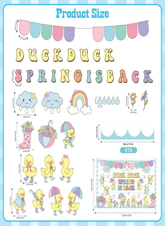 Polaxium Spring Bulletin Board Set Duck Duck Spring is Back Classroom Decoration Spring Cutouts for School Office Classroom Chalkboard Whiteboard Wall Window Door Decor Supplies - Image 3