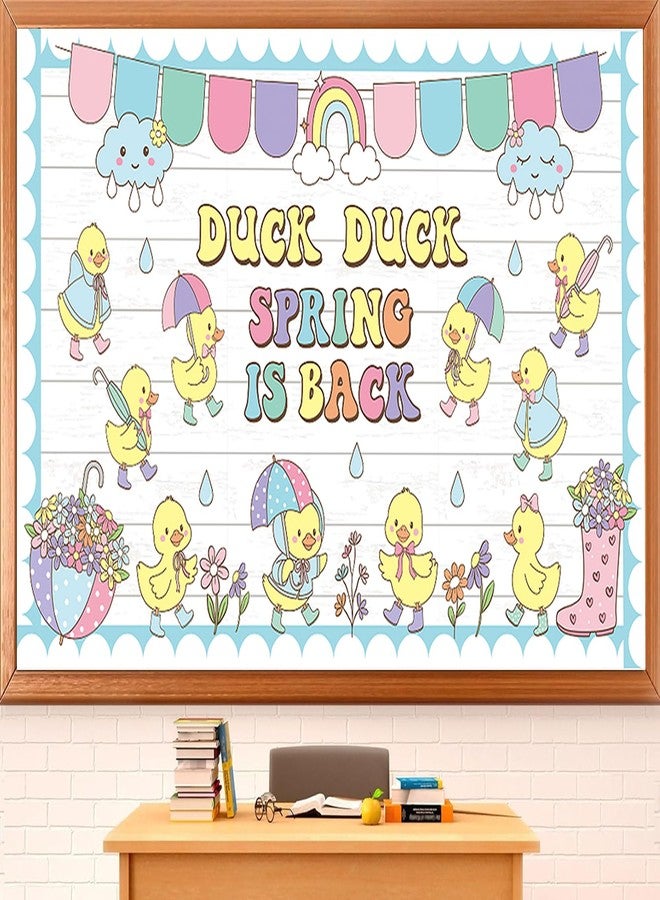 Polaxium Spring Bulletin Board Set Duck Duck Spring is Back Classroom Decoration Spring Cutouts for School Office Classroom Chalkboard Whiteboard Wall Window Door Decor Supplies - Image 1