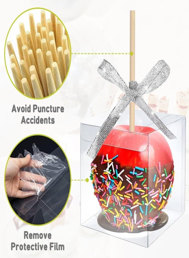 Comfecto 50pcs 4x4x4 Clear Box with Hole and Sticks Included, Single Individual Packaging Transparent Box for Candy Apple Macaron Cupcake Ornament Wedding Favor Party Baby Shower Gifts - Image 2