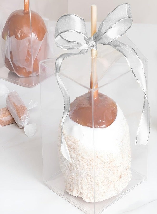Comfecto 50pcs 4x4x4 Clear Box with Hole and Sticks Included, Single Individual Packaging Transparent Box for Candy Apple Macaron Cupcake Ornament Wedding Favor Party Baby Shower Gifts - Image 5