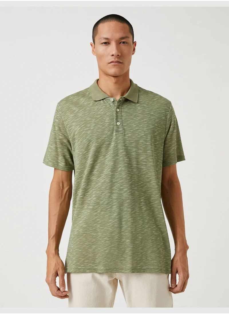 كوتون Polo Neck T-Shirt Mealy Regular Fit Buttoned