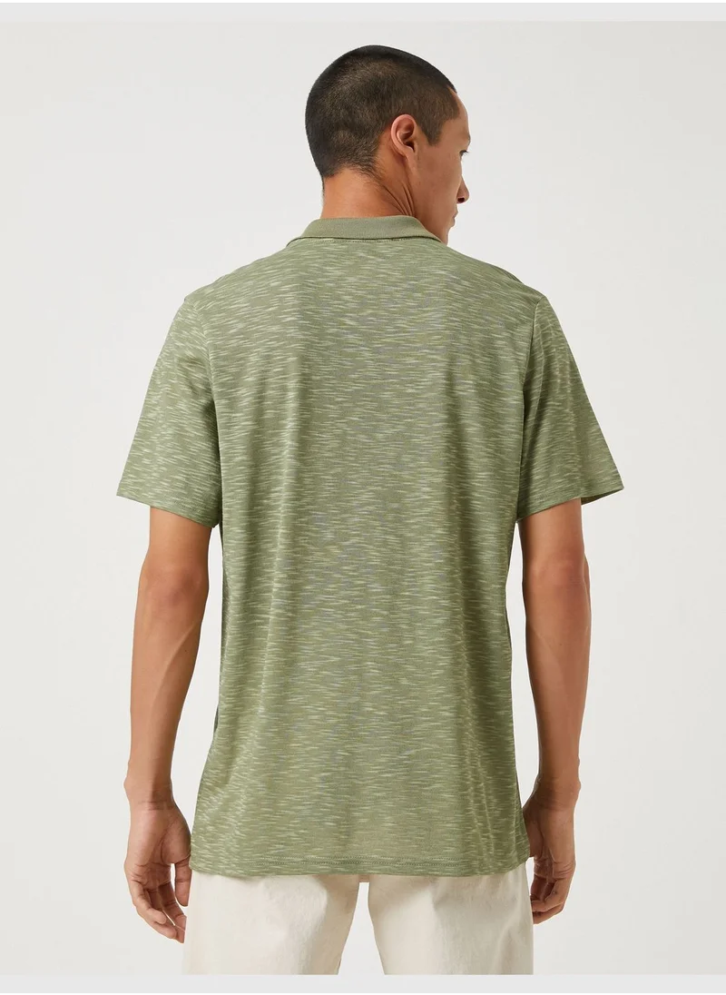 كوتون Polo Neck T-Shirt Mealy Regular Fit Buttoned