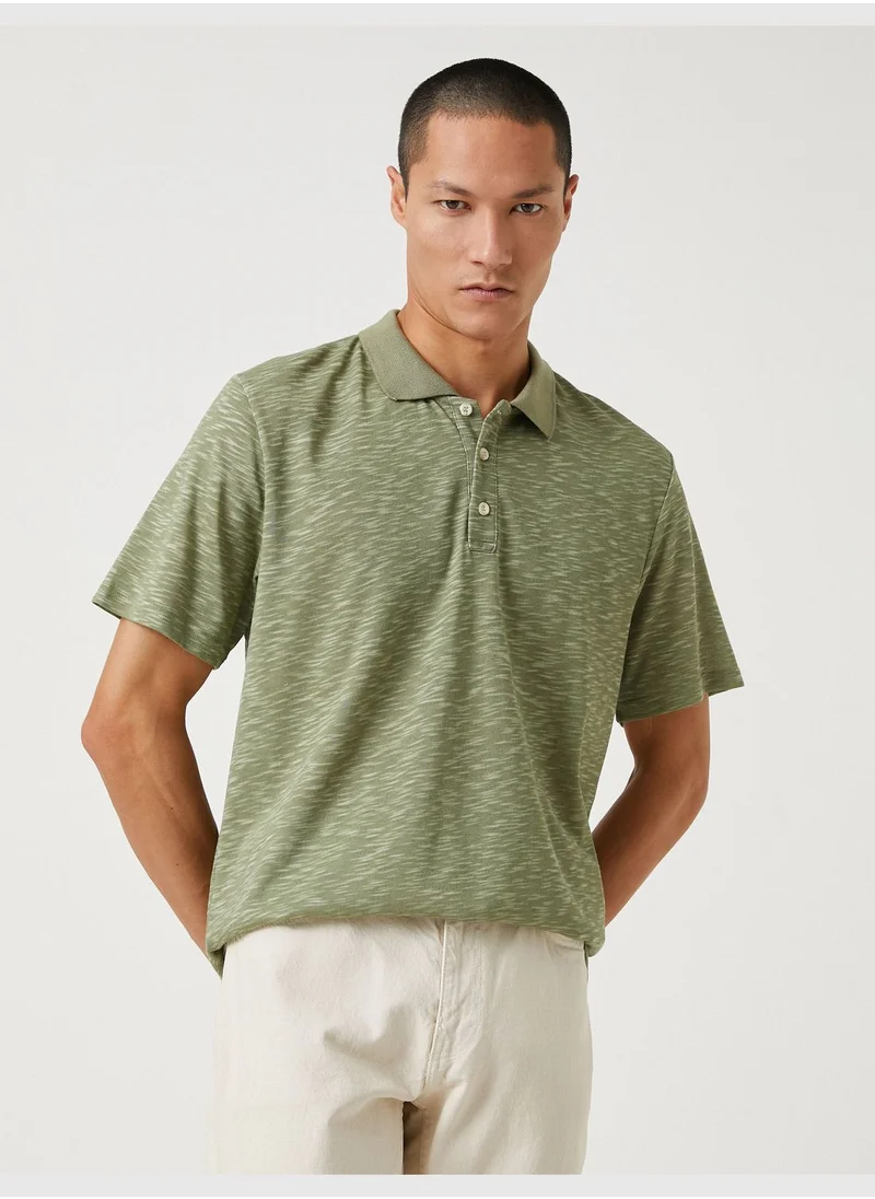 كوتون Polo Neck T-Shirt Mealy Regular Fit Buttoned