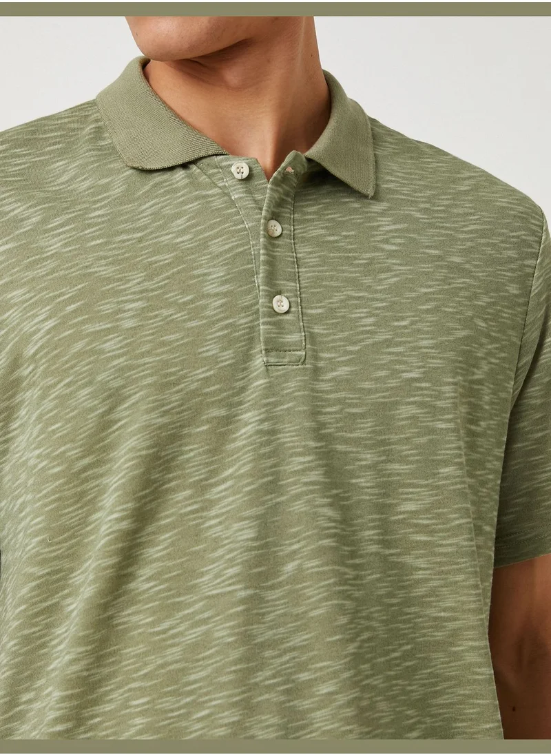 كوتون Polo Neck T-Shirt Mealy Regular Fit Buttoned