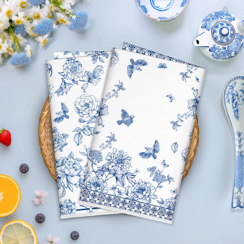 Arquiel Chinoiserie Floral Bird Microfiber Kitchen Towels, Soft Absorbent Hand Towel 15.7 Ã— 23.6 Inch, Thick Dish Cloth for Party Anniversary Holiday Decoration Housewarming Gifts - Image 3