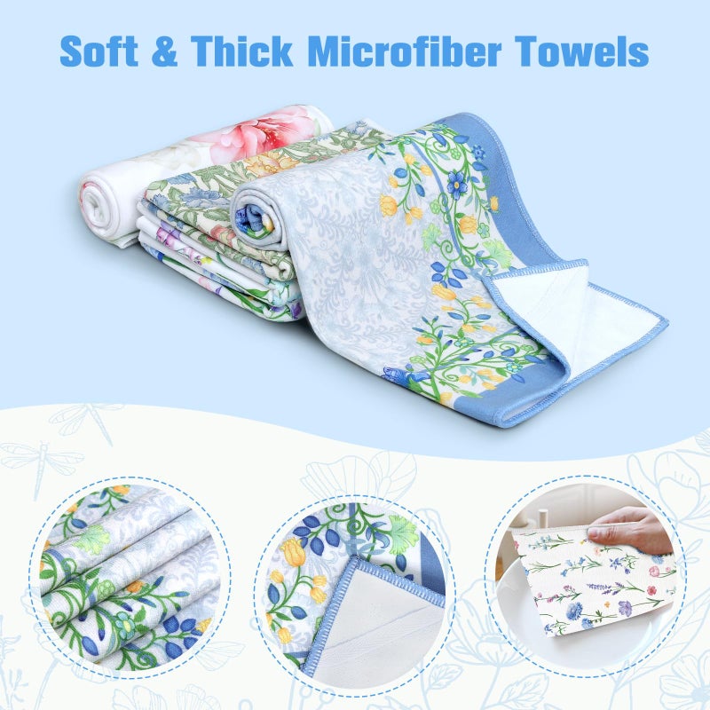 Arquiel Chinoiserie Floral Bird Microfiber Kitchen Towels, Soft Absorbent Hand Towel 15.7 Ã— 23.6 Inch, Thick Dish Cloth for Party Anniversary Holiday Decoration Housewarming Gifts - Image 5