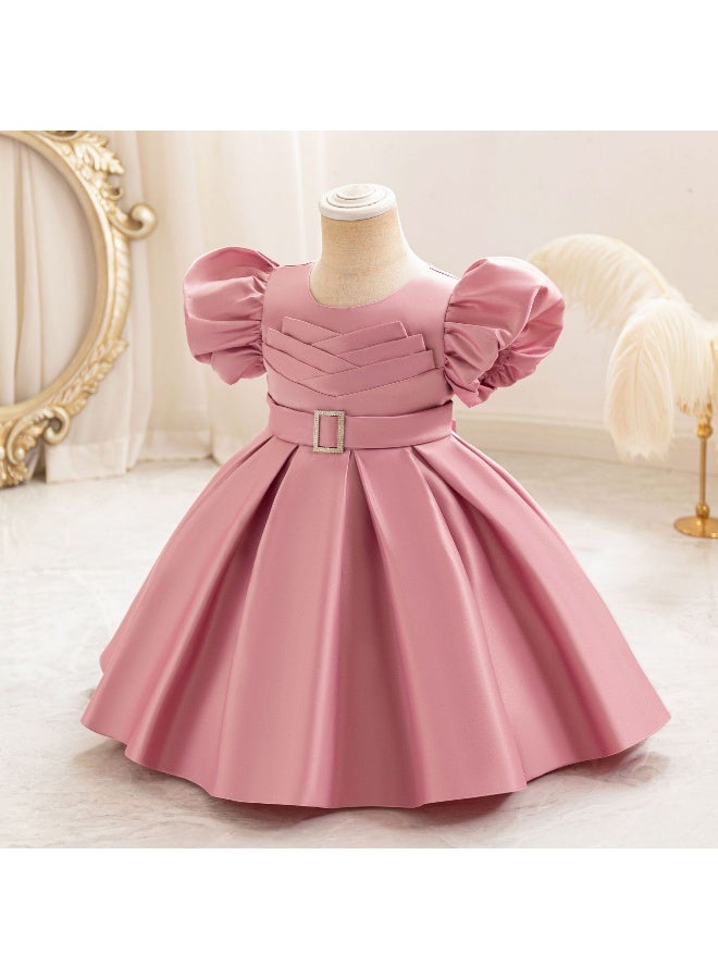 Children's Princess Dress With Trendy Bubble Sleeves Cute Performance Outfit Festival Formal Dress  Skirt - Image 2