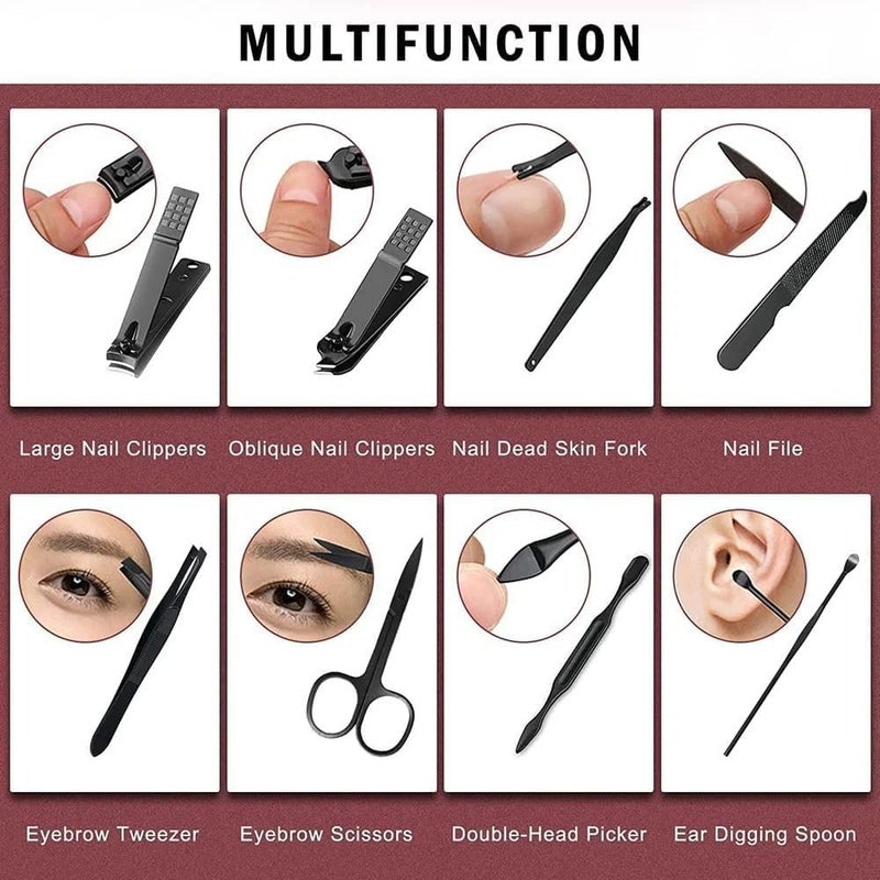 ETSAP مجموعة العناية بالأظافر 8 في 1 احترافية من الفولاذ المقاوم للصدأ الأسود، مجموعة أدوات قص الأظافر، كماشة الأصابع، فن الأظافر، أدوات العناية بالقدمين، أدوات أظافر أصابع القدم. - Image 4