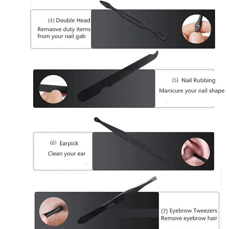 ETSAP مجموعة العناية بالأظافر 8 في 1 احترافية من الفولاذ المقاوم للصدأ الأسود، مجموعة أدوات قص الأظافر، كماشة الأصابع، فن الأظافر، أدوات العناية بالقدمين، أدوات أظافر أصابع القدم. - Image 3