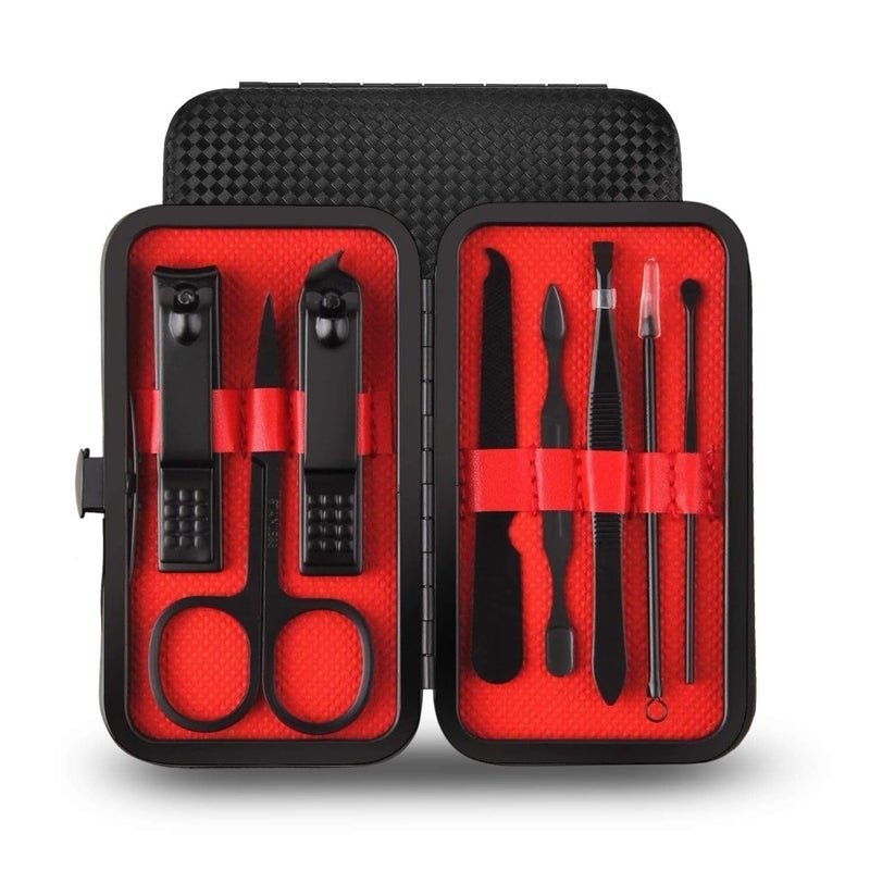 ETSAP مجموعة العناية بالأظافر 8 في 1 احترافية من الفولاذ المقاوم للصدأ الأسود، مجموعة أدوات قص الأظافر، كماشة الأصابع، فن الأظافر، أدوات العناية بالقدمين، أدوات أظافر أصابع القدم. - Image 1