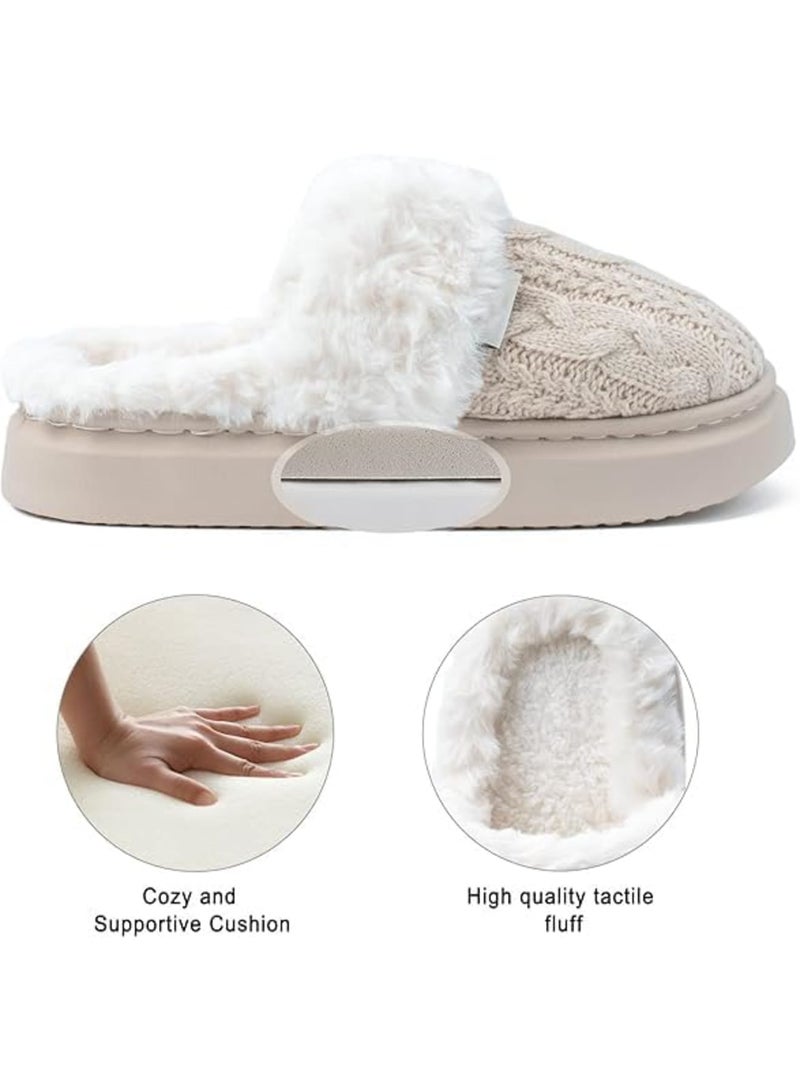 SYOSI Women’s Slippers, Plush Knit Fuzzy Slip-On House Shoes with Memory Foam, Non-Slip Durable Sole, Warm Fleece Lining for Indoor and Outdoor Use, Odor Resistant Cozy Bedroom Slippers - Image 4