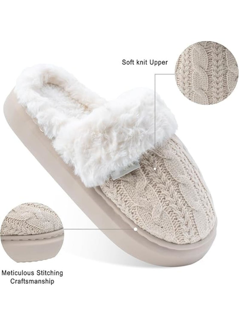 SYOSI Women’s Slippers, Plush Knit Fuzzy Slip-On House Shoes with Memory Foam, Non-Slip Durable Sole, Warm Fleece Lining for Indoor and Outdoor Use, Odor Resistant Cozy Bedroom Slippers - Image 3