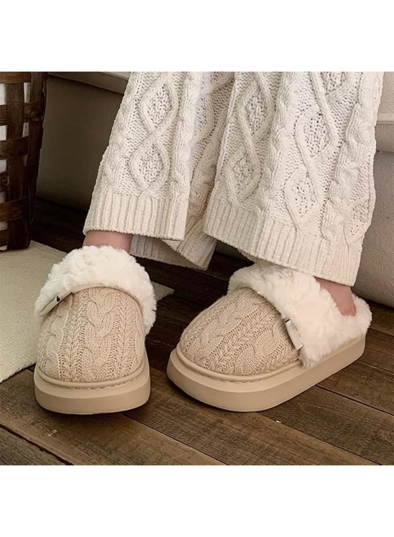 SYOSI Women’s Slippers, Plush Knit Fuzzy Slip-On House Shoes with Memory Foam, Non-Slip Durable Sole, Warm Fleece Lining for Indoor and Outdoor Use, Odor Resistant Cozy Bedroom Slippers - Image 2