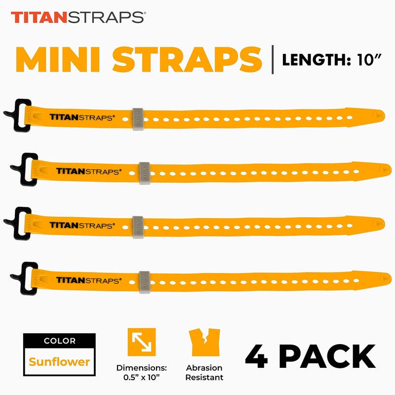 TitanStraps Titan Utility Straps â€“ Mini Straps Set to Organize Computer Cables, Arts & Crafts, and Fishing Rods (10" Length / 4-Pack, Sunflower) - Image 2