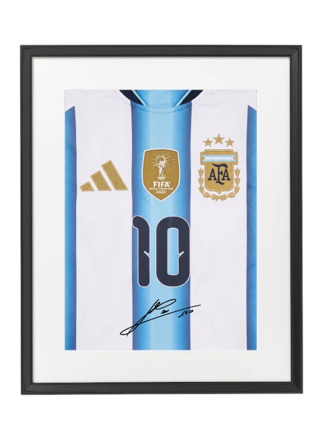 Lionel Messi Argentina Jersey #10 World Cup 2026 with Printed Autograph Framed Poster 50x40cm , Soccer Memorabilia Gift for Football Fans
