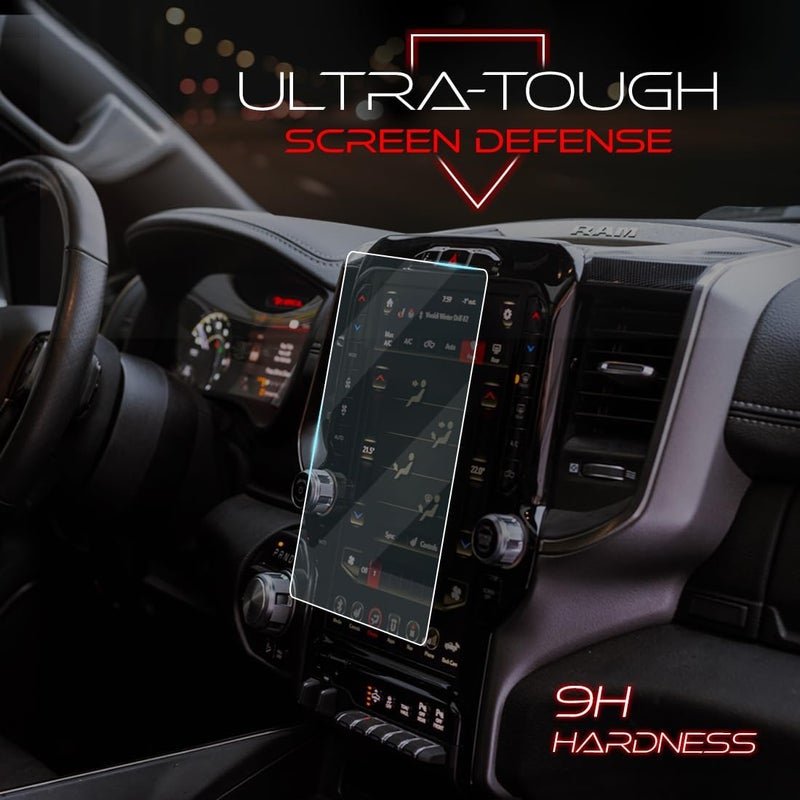 Kykr 12 inches Tempered Glass Screen Protector for 2019-2026 Dodge Ram 1500, 2500, 3500, 9H Hardened, Anti-Glare, and Anti-Scratch Glass, Easy to Apply, Water-Resistant Car Accessories, Gloss (Incompatible with 14 inch model) - Image 3