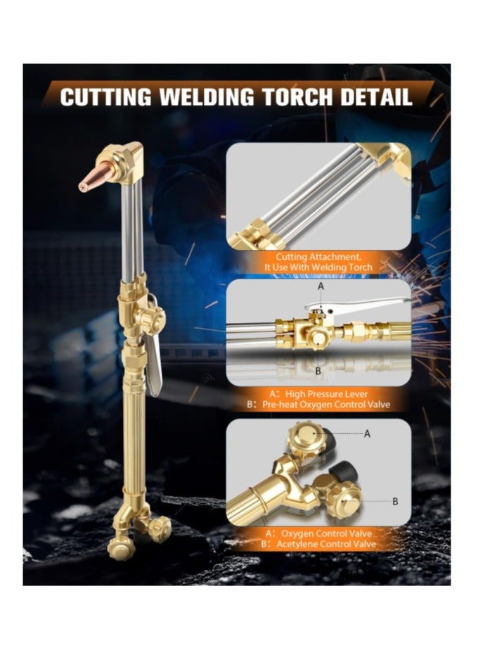 Oxygen Acetylene Torch Kit Oxy Gas Welding Cutting Brazing Set Portable Welder Tool Nozzles Regulator Hose - Image 3