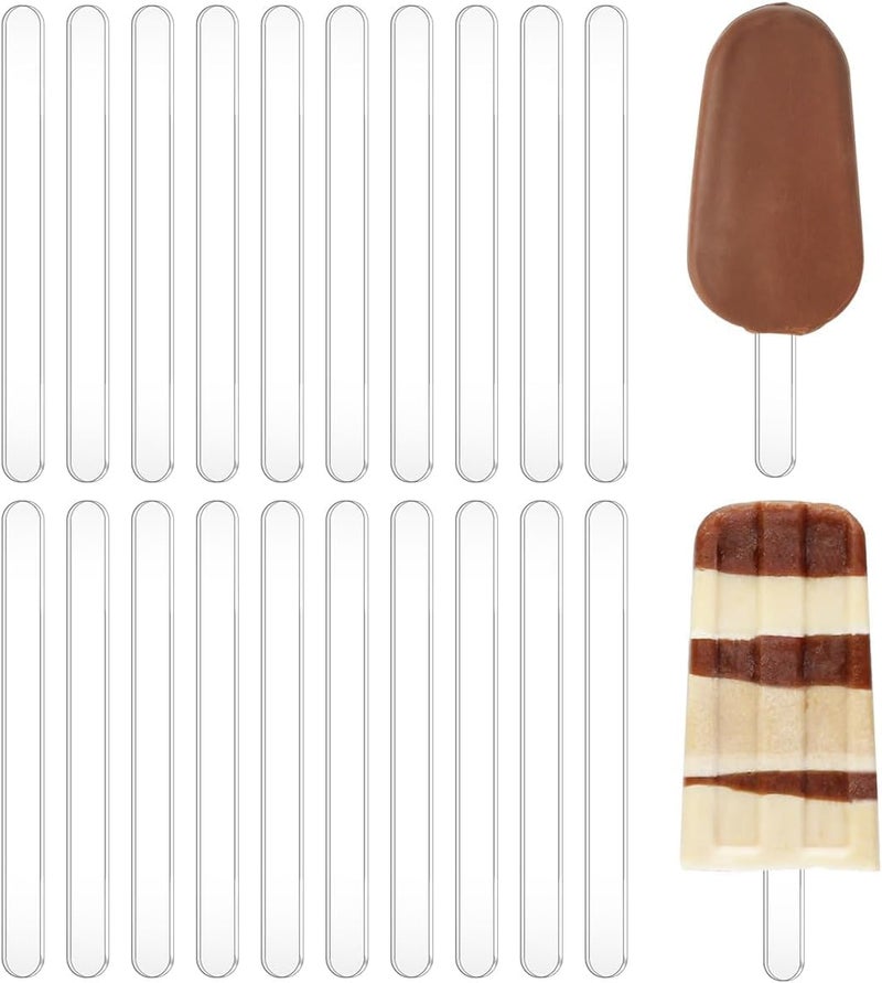 Gifzy 20 Pieces Reusable Acrylic Popsicle Sticks 4.5 Inch Popsicle Mold Sticks for DIY Ice Pop, Cake Pop,Candy Desert Making Crafts (Transparent) - Image 1