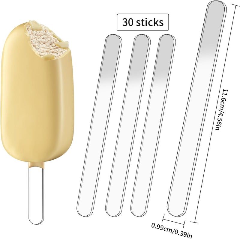 Gifzy 20 Pieces Reusable Acrylic Popsicle Sticks 4.5 Inch Popsicle Mold Sticks for DIY Ice Pop, Cake Pop,Candy Desert Making Crafts (Transparent) - Image 3