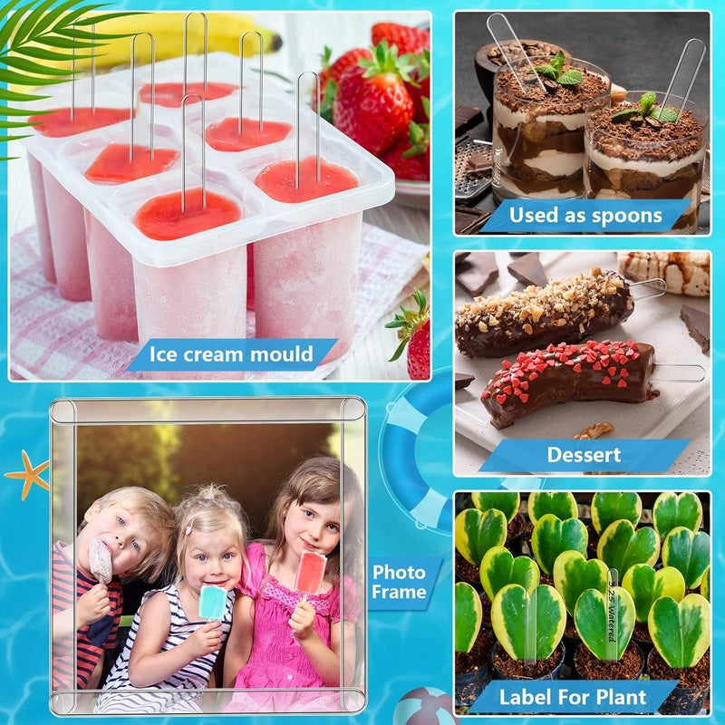 Gifzy 20 Pieces Reusable Acrylic Popsicle Sticks 4.5 Inch Popsicle Mold Sticks for DIY Ice Pop, Cake Pop,Candy Desert Making Crafts (Transparent) - Image 5