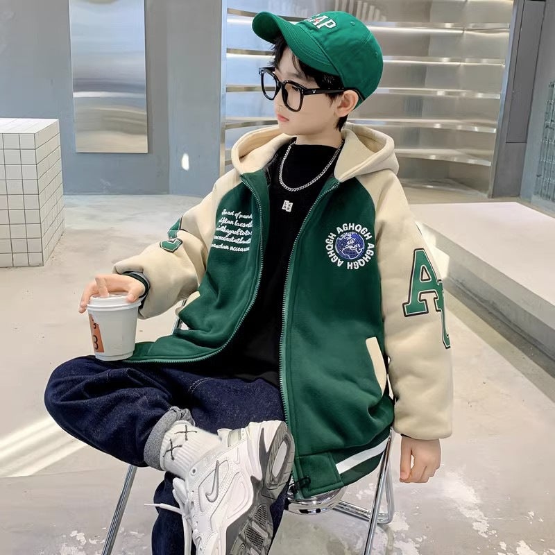 Boys Autumn Casual Jacket 2023 Trendy NN1046 Green  - Image 1