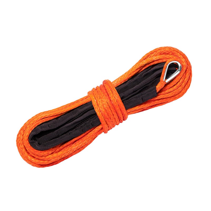 METOWARE Synthetic Winch Rope 14 x 50ft 10000 LBS Winch Cable Line with Protective Sleeve Fits 4WD Off Road Vehicle UTV ATV SUV Truck Orange