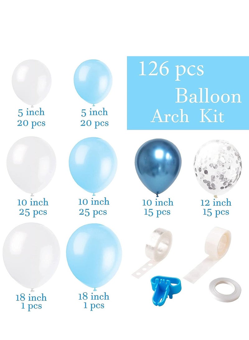 Blue White and Silver Confetti Latex Balloons for Baby Shower Birthday Wedding Graduation Anniversary Frozen Winter Wonderland Party Background Decorations