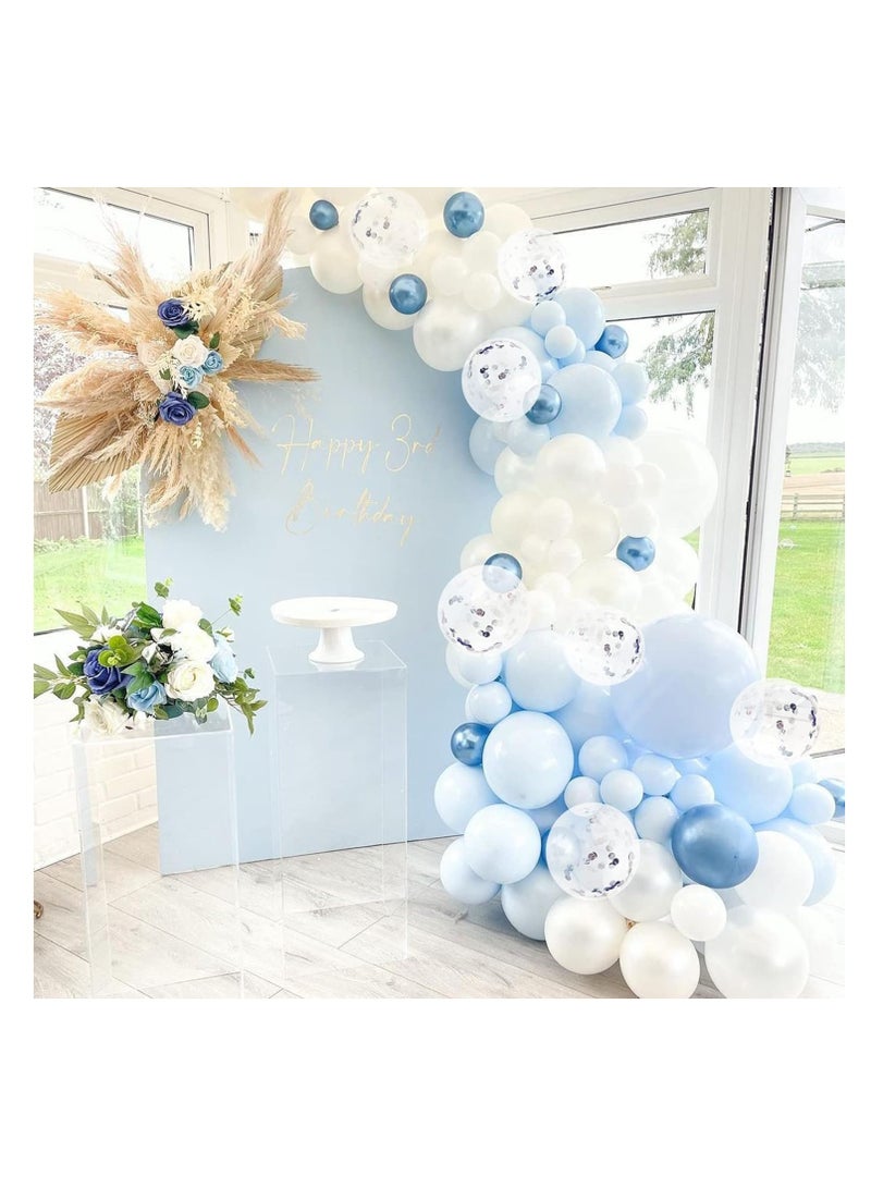 Blue White and Silver Confetti Latex Balloons for Baby Shower Birthday Wedding Graduation Anniversary Frozen Winter Wonderland Party Background Decorations