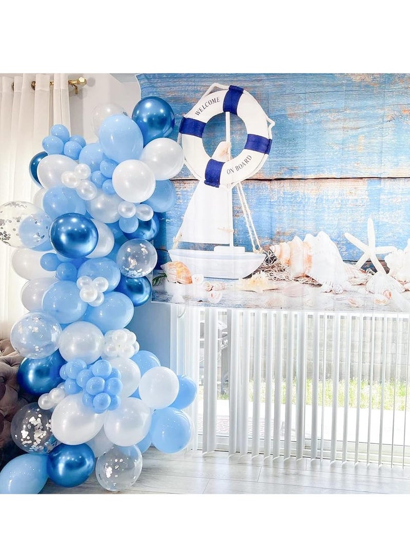 Blue White and Silver Confetti Latex Balloons for Baby Shower Birthday Wedding Graduation Anniversary Frozen Winter Wonderland Party Background Decorations