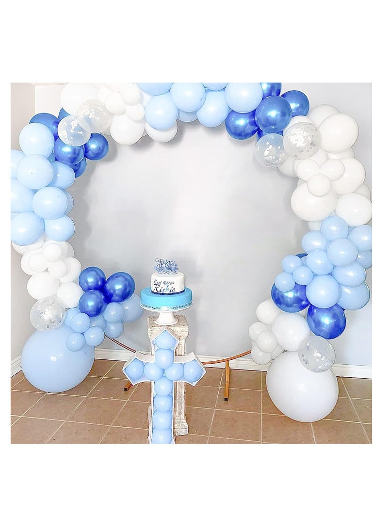 Blue White and Silver Confetti Latex Balloons for Baby Shower Birthday Wedding Graduation Anniversary Frozen Winter Wonderland Party Background Decorations