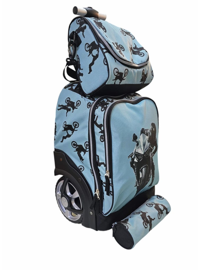 Trolley School Bag 3 In 1 School Bags For Girls Boys Trolley Bag Students Trolley Travel Bag Multi-Function Bag 18 Inch - Image 1