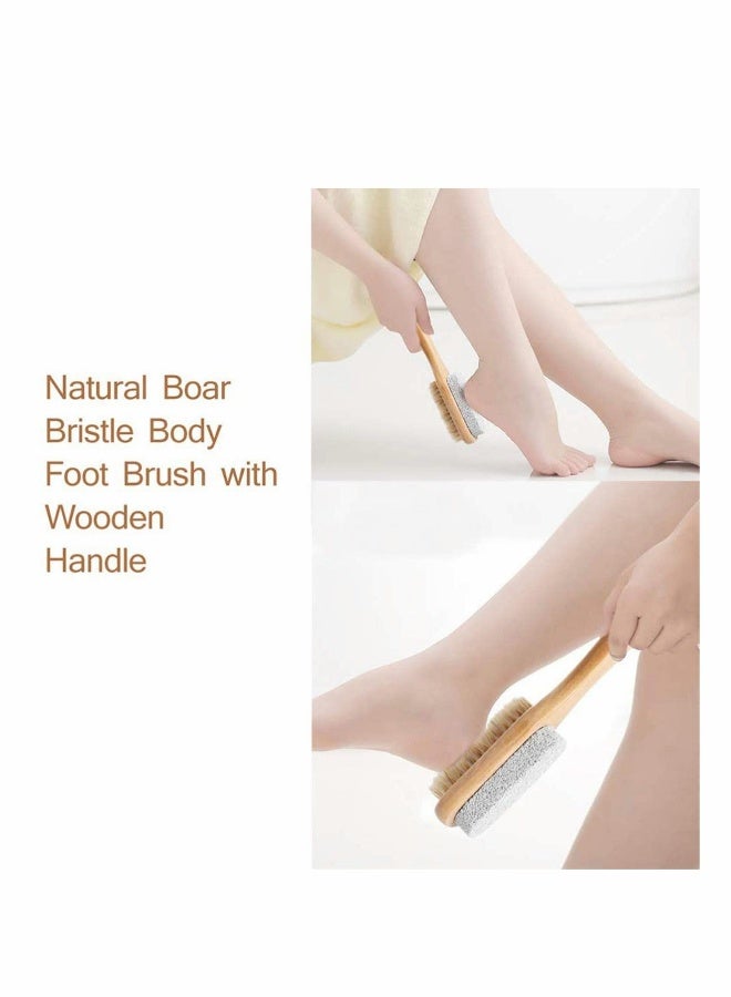 Loquat Double-sided Foot Pumice Stone Natural Bristle Foot Brush Dead Skin Massage SPA Callus Remover Exfoliating Scrubber - Image 1