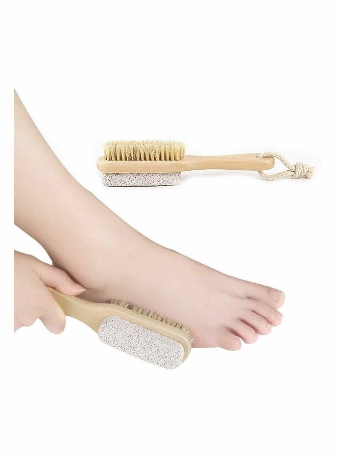 Loquat Double-sided Foot Pumice Stone Natural Bristle Foot Brush Dead Skin Massage SPA Callus Remover Exfoliating Scrubber - Image 2